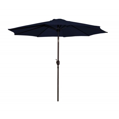 9' Outdoor Patio Market Umbrella with Hand Crank and Tilt - Navy Blue   